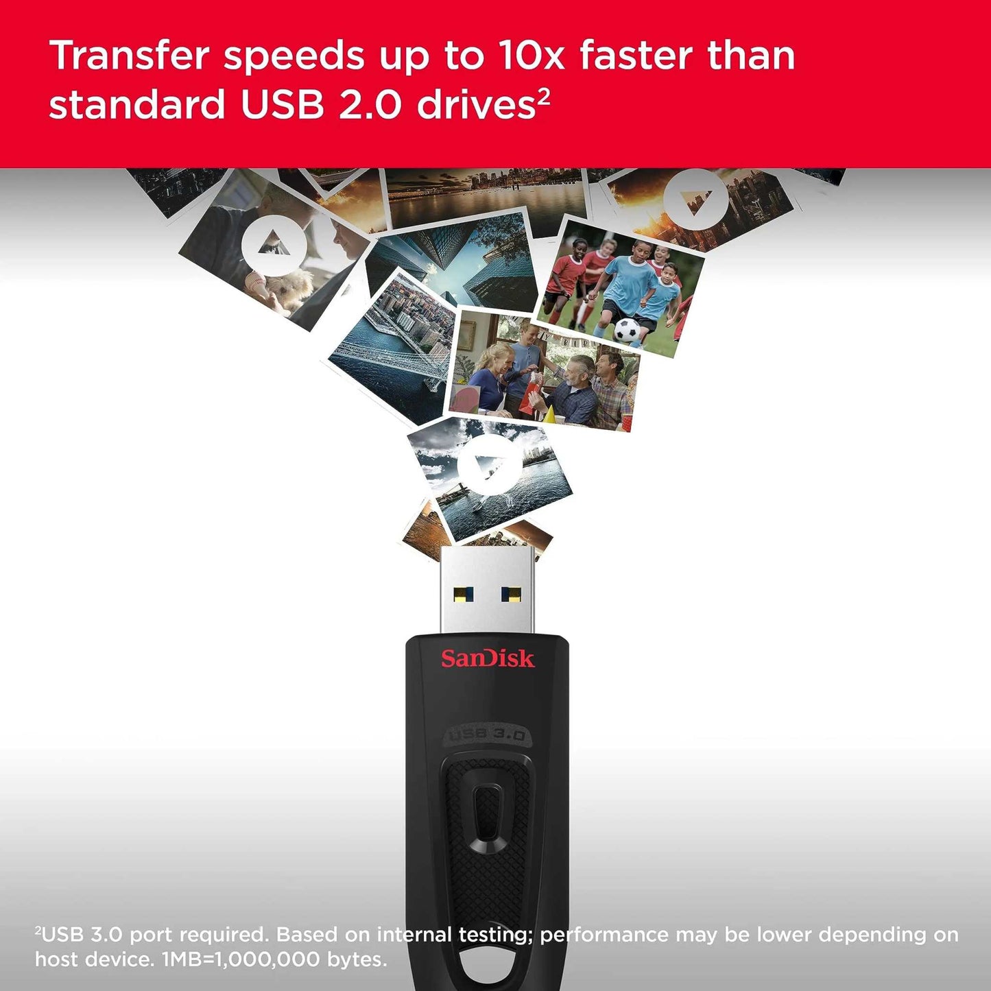 10 Pack SanDisk Ultra USB 3.0, Bulk Flash Drives for Fast File Transfers, Storage and Everyday Use