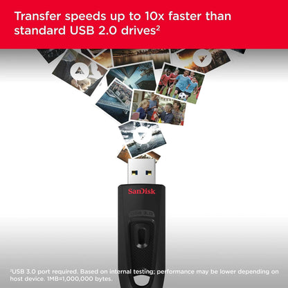 10 Pack SanDisk Ultra USB 3.0, Bulk Flash Drives for Fast File Transfers, Storage and Everyday Use