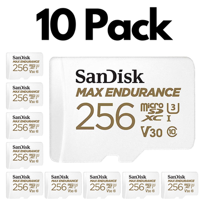 10 Pack SanDisk MAX Endurance microSDXC UHS-I Memory Card with SD Adapter – U3, C10, V30